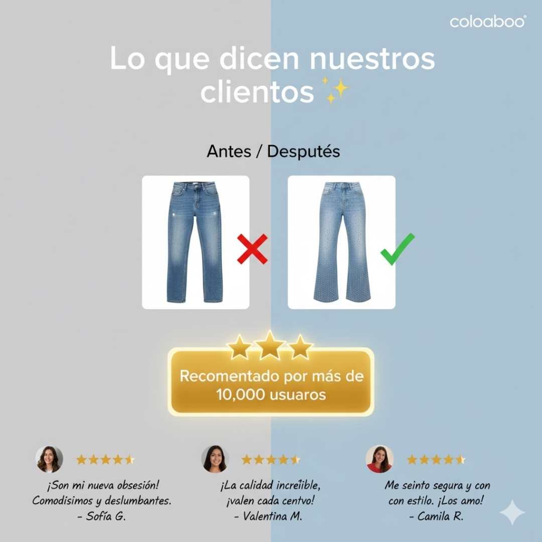 Pantalón Jeans Oversize Brillos ✨ – Tiro Alto con Strass 💎