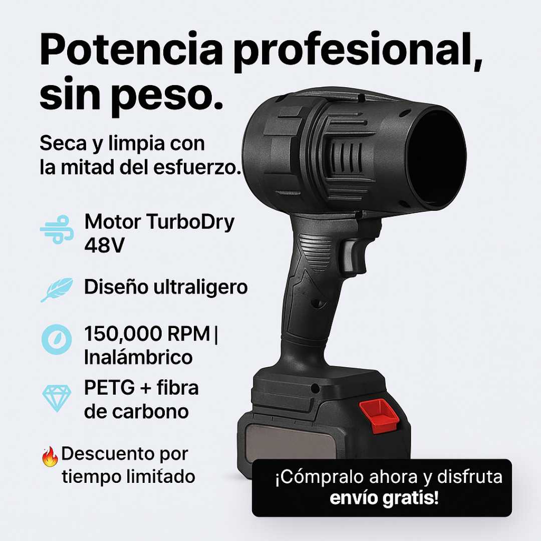 Soplador TurboDry™ 48V – Potencia sin peso 💨