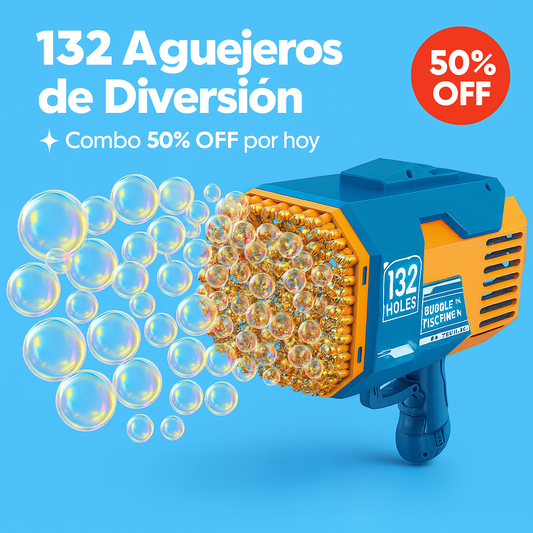 Mega BubbleGun™ 132 Agujeros – Súper Combo 50% OFF 🫧