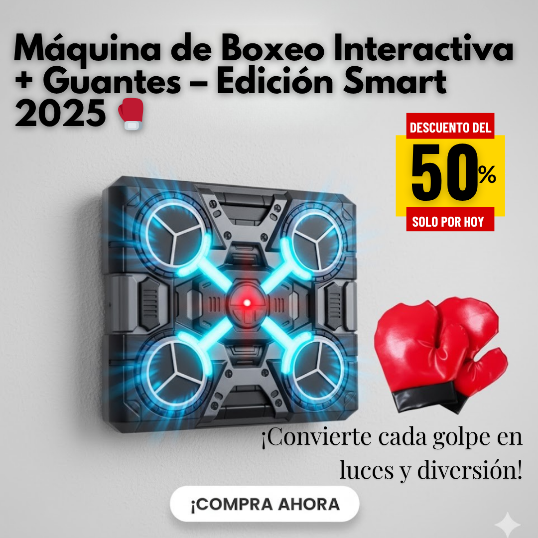 Máquina de Boxeo Interactiva + Guantes – Edición Smart 2025 🥊