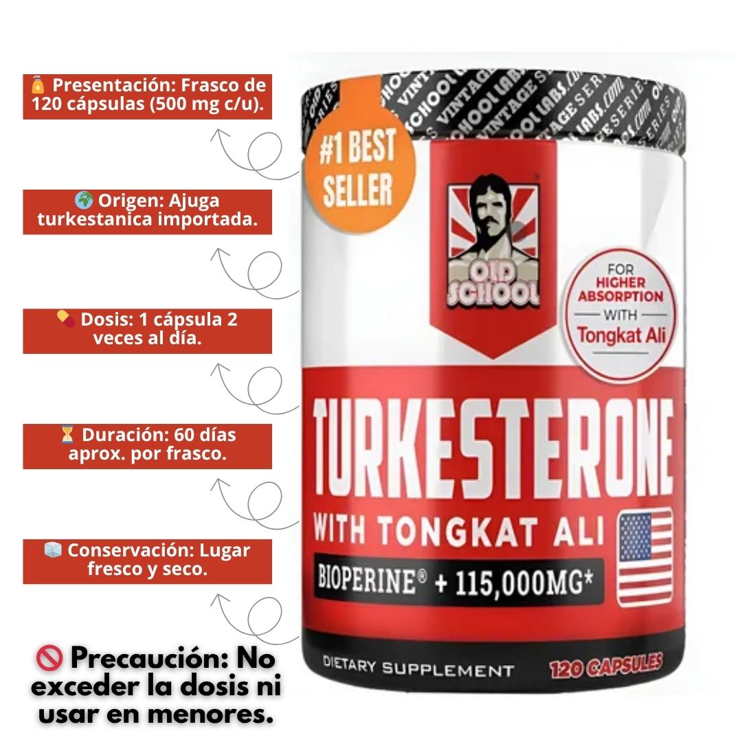 Turkesterona Importada 120 Caps – Potencia y masa magra 💪