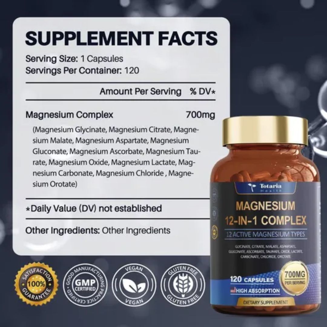 Magnesium 12-in-1 Complex™ x 30 cápsulas  – Energía y enfoque total ⚡