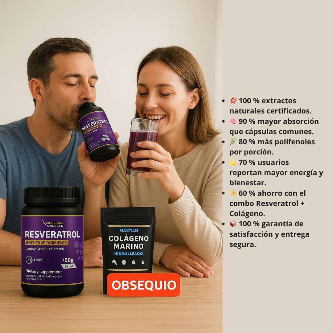 Resveratrol ™  700g + OBSEQUIO de Colágeno 120 g – Juventud y energía en cada bebida