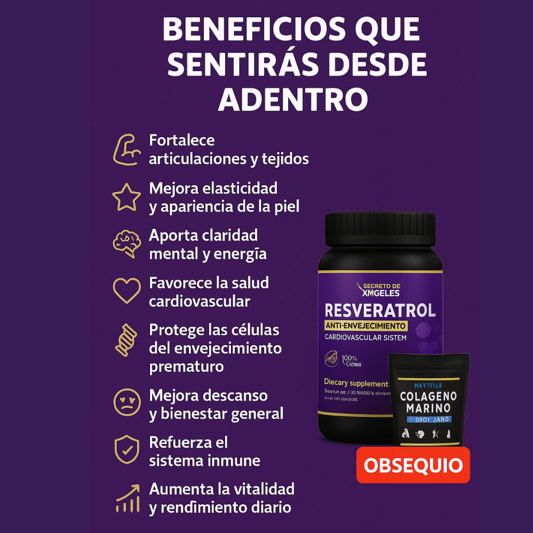 Resveratrol ™  700g + OBSEQUIO de Colágeno 120 g – Juventud y energía en cada bebida