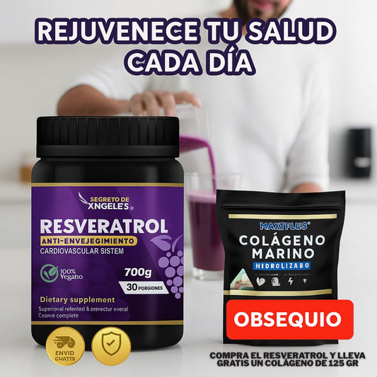 Resveratrol ™  700g + OBSEQUIO de Colágeno 120 g – Juventud y energía en cada bebida