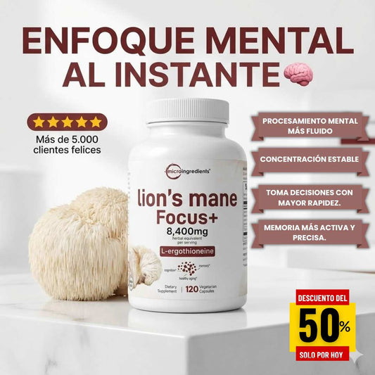 Lion’s Mane Focus+ 1500mg – Enfoque Mental al Instante 🧠⚡