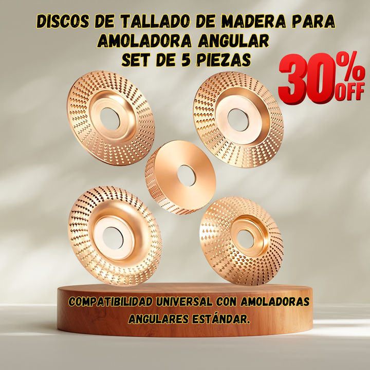 Discos de Tallado de Madera para Amoladora Angular - Set de 5 Piezas 🪚🌳