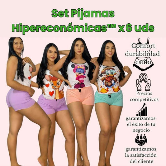 Set Pijamas Hipereconómicas™ x 6 uds – Tela Piel Durazno Suave 🍑✨