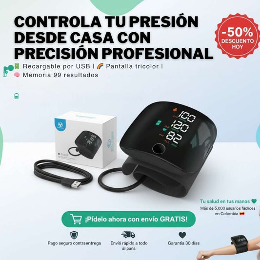 Tensiómetro Digital de Muñeca Recargable™ – Control inteligente de tu presión 💚