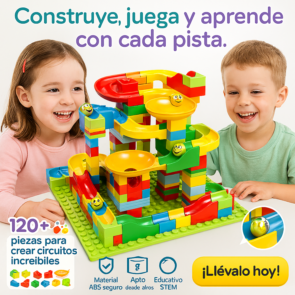 Marble Empire™ – Súper Pista de Canicas STEM (120+ piezas) 🎡