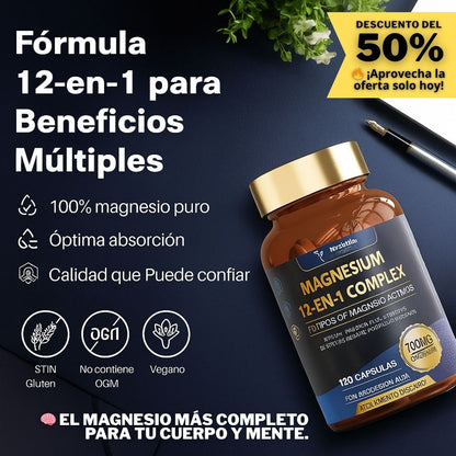 Magnesium 12-in-1 Complex™ x 30 cápsulas  – Energía y enfoque total ⚡