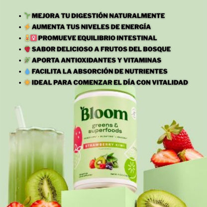 Bloom Greens & Superfoods – Sabor BerryKiwi 🥝 🍓 30 porciones