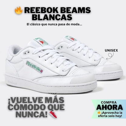 Reebok Beams™ Blancas y negras – Estilo clásico con comodidad urbana 👟