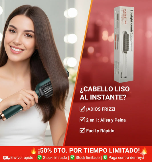 Liso Radiante™ | Cepillo Alisador Antifrizz 2 en 1: peina y alisa al instante - EL ORIGINAL