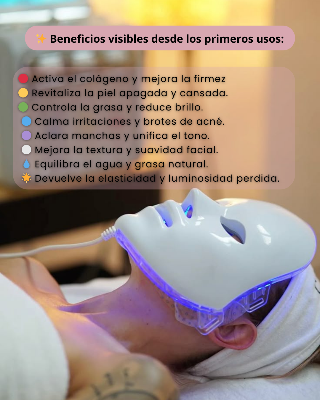 Máscara LED Facial Rejuvenecedora™ – Piel radiante sin esfuerzo 💆‍♀️