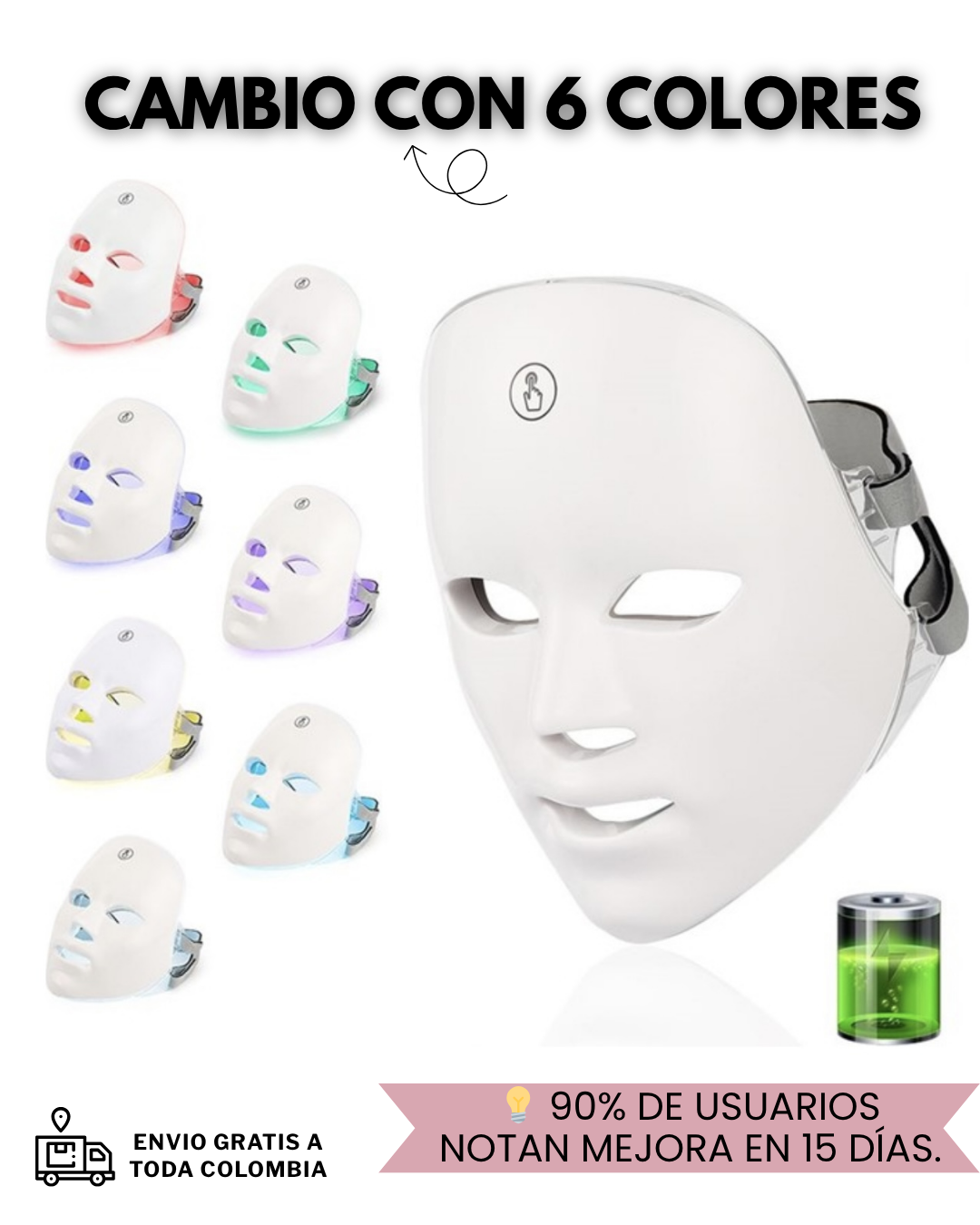 Máscara LED Facial Rejuvenecedora™ – Piel radiante sin esfuerzo 💆‍♀️