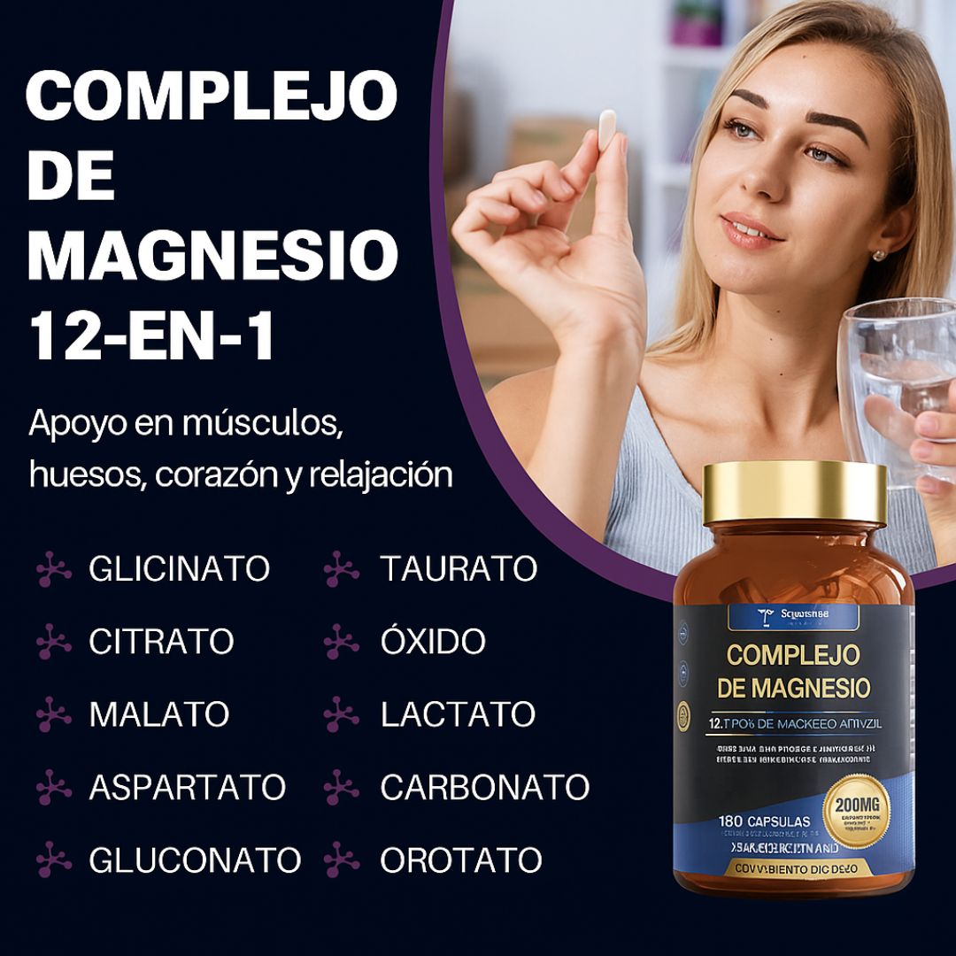 Magnesium 12-in-1 Complex™ x 30 cápsulas  – Energía y enfoque total ⚡
